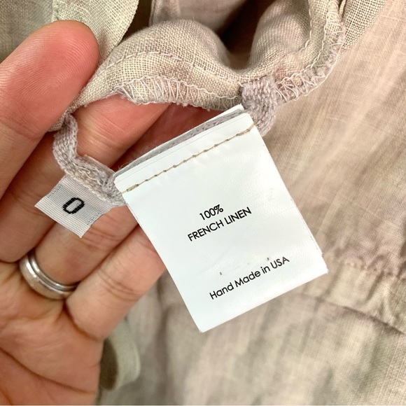 ENZA COSTA French Linen Jumpsuit Sz 0 Tan Sleeveless Neutral Casual - Picture 11 of 12